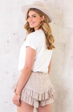 Katoenen Skort Stippen Print Beige -Kleding Promotie Winkel Amour it shirt Goud 6 586x900 1