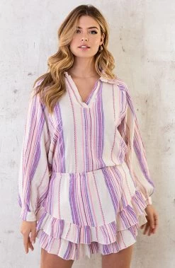 Skort Aztec Lila Roze -Kleding Promotie Winkel Aztec Co ord Lila Roze 6 586x900 3