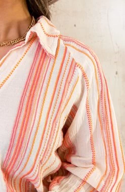 Oversized V-Hals Blouse Aztec Orange -Kleding Promotie Winkel Aztec Co ord Orange 9 586x900 1