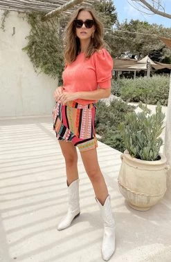 Hartjes Knitted Pofmouwen Top Koraal -Kleding Promotie Winkel Aztec Skort Black 586x900 3