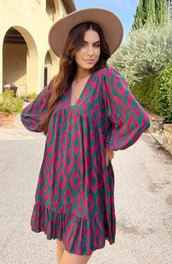 Aztec Tuniek Groen Roze -Kleding Promotie Winkel Aztec Tuniek Groen Roze 6 586x900 1