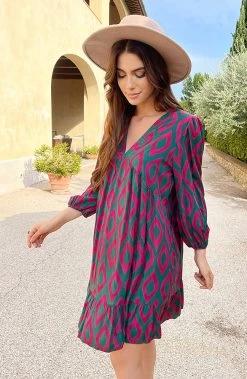 Aztec Tuniek Groen Roze -Kleding Promotie Winkel Aztec Tuniek Groen Roze 8 586x900 1