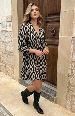 Aztec Tuniek Zwart Beige -Kleding Promotie Winkel Aztec Tuniek Zwart Beige 3 586x900 1