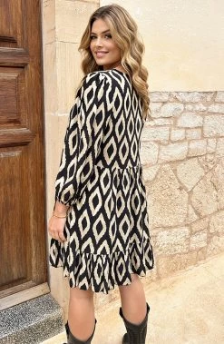 Aztec Tuniek Zwart Beige -Kleding Promotie Winkel Aztec Tuniek Zwart Beige 6 586x900 1