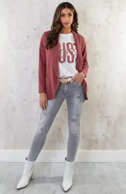 Just Enjoy Top Dust Roze -Kleding Promotie Winkel Basic Blazer Dust Roze 4 586x900 1
