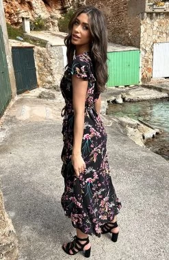 Bloemen Jurk Midi Print Zwart 17 Bloemen Jurk Midi Print Zwart -Kleding Promotie Winkel Bloemen Jurk Midi Print Zwart 4 586x900 1