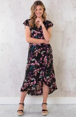 Bloemen Jurk Midi Print Zwart 20 Bloemen Jurk Midi Print Zwart -Kleding Promotie Winkel Bloemen Jurk Midi Print Zwart 4 586x900 2
