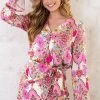 Bloemen Knopen Blouse Roze -Kleding Promotie Winkel Bloemen Knopen Blouse Roze 4 586x900 1