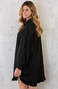 Blouse Jurk Oversized Zwart -Kleding Promotie Winkel Blouse Jurk Oversized Zwart 4 586x900 1