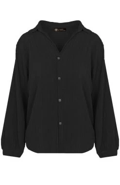 Blouse Katoen Feminine Zwart -Kleding Promotie Winkel Blouse Katoen Feminine Zwart 586x900 1