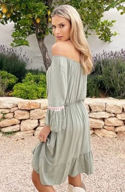 Boho Off Shoulder Jurk Army 10 Boho Off Shoulder Jurk Army -Kleding Promotie Winkel Boho Off Shoulder Jurk Army 2 586x900 1