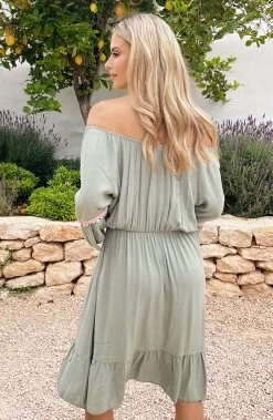 Boho Off Shoulder Jurk Army 11 Boho Off Shoulder Jurk Army -Kleding Promotie Winkel Boho Off Shoulder Jurk Army 3 586x900 1