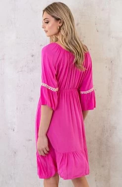 Boho Off Shoulder Jurk Fuchsia 15 Boho Off Shoulder Jurk Fuchsia -Kleding Promotie Winkel Boho Off Shoulder Jurk Fuchsia 7 586x900 1