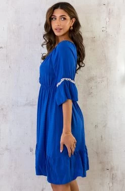 Boho Off Shoulder Jurk Kobalt -Kleding Promotie Winkel Boho Off Shoulder Jurk Kobalt 6 586x900 1