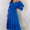 Boho Off Shoulder Maxi Jurk Kobalt -Kleding Promotie Winkel Boho Off Shoulder Maxi Jurk Kobalt 5 586x900 1