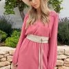 Boho V-Hals Jurk Dust Roze -Kleding Promotie Winkel Boho V Hals Jurk Dust Roze 2 586x900 1