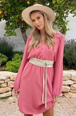 Boho V-Hals Jurk Dust Roze