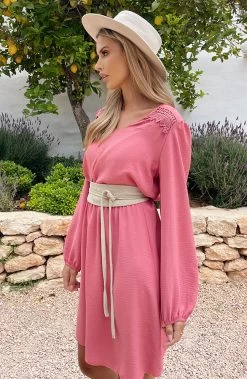 Boho V-Hals Jurk Dust Roze -Kleding Promotie Winkel Boho V Hals Jurk Dust Roze 3 586x900 1