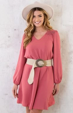 Boho V-Hals Jurk Dust Roze -Kleding Promotie Winkel Boho V Hals Jurk Dust Roze 4 586x900 2