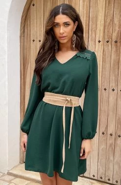 Boho V-Hals Jurk Smaragd