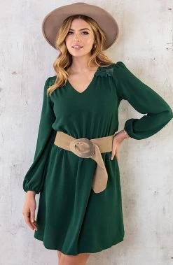 Boho V-Hals Jurk Smaragd -Kleding Promotie Winkel Boho V Hals Jurk Smaragd 3 586x900 2