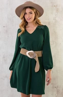 Boho V-Hals Jurk Smaragd -Kleding Promotie Winkel Boho V Hals Jurk Smaragd 4 586x900 2