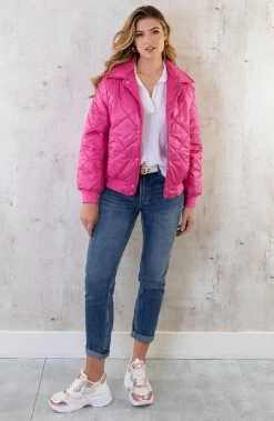 Bomber Jacket Quilted Fuchsia -Kleding Promotie Winkel Bomber Jacket Quilted Fuchsia 1 586x900 1