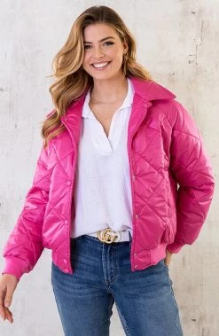 Bomber Jacket Quilted Fuchsia