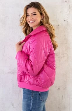 Bomber Jacket Quilted Fuchsia -Kleding Promotie Winkel Bomber Jacket Quilted Fuchsia 4 586x900 1