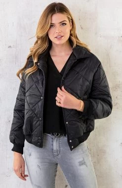 Bomber Jacket Quilted Zwart