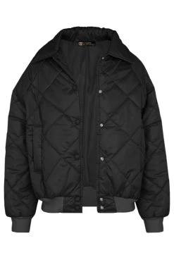 Bomber Jacket Quilted Zwart -Kleding Promotie Winkel Bomber Jacket Quilted Zwart 586x900 1