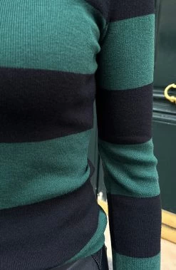 Boothals Strepen Top Smaragd 15 Boothals Strepen Top Smaragd -Kleding Promotie Winkel Boothals Strepen Top Smaragd 8 586x900 1