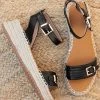 Buckle Plateau Sandalen Zwart