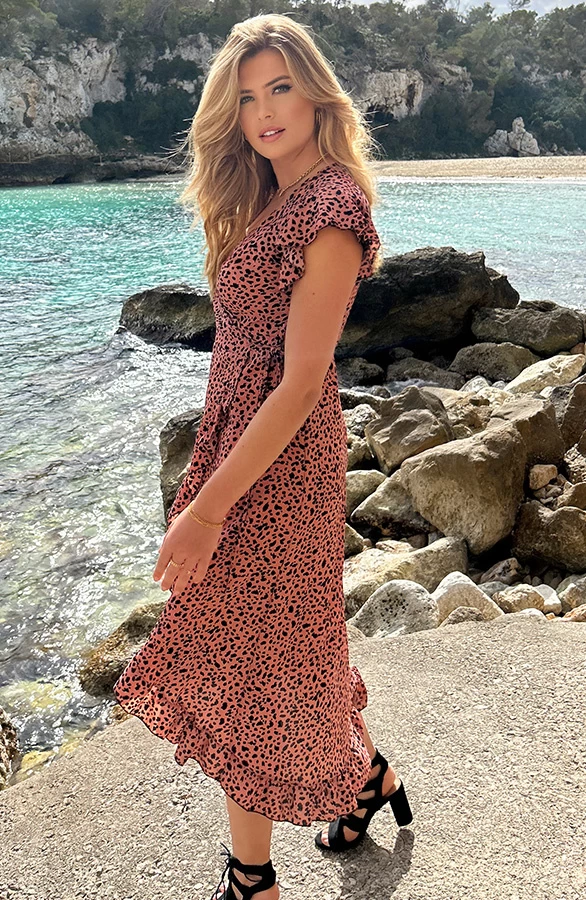 Cheetah Jurk Midi Koraal 6 Cheetah Jurk Midi Koraal - Afbeelding 4