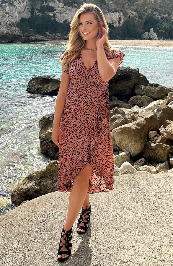 Cheetah Jurk Midi Koraal 5 Cheetah Jurk Midi Koraal - Afbeelding 3