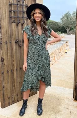 Cheetah Jurk Midi Legergroen -Kleding Promotie Winkel Cheetah Jurk Midi Legergroen 2 586x900 1