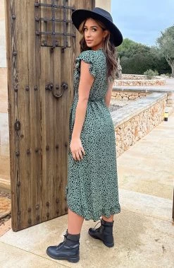 Cheetah Jurk Midi Legergroen -Kleding Promotie Winkel Cheetah Jurk Midi Legergroen 5 586x900 1