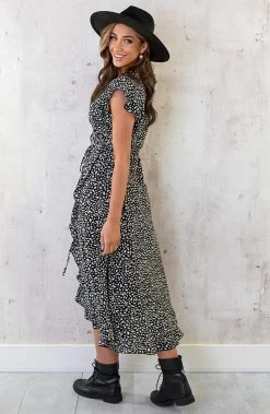 Cheetah Jurk Midi Zwart -Kleding Promotie Winkel Cheetah Jurk Midi Zwart 4 586x900 1