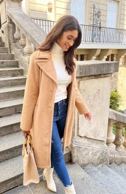 Coltrui Dames Offwhite -Kleding Promotie Winkel Classy Soft Trenchcoat Camel 9 586x900 1