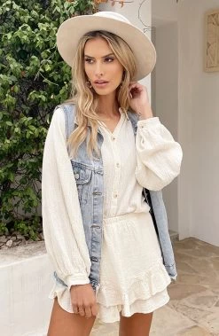 Blouse Katoen Feminine Beige -Kleding Promotie Winkel Co ord Katoen Feminine Beige 1 586x900 2