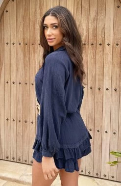 Blouse Katoen Feminine Marine -Kleding Promotie Winkel Co ord Katoen Feminine Marine 6 586x900 2