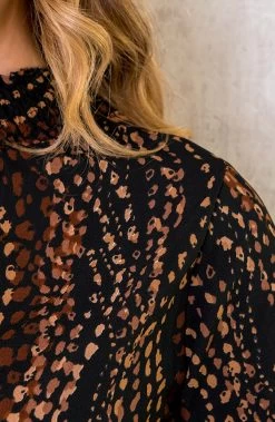 Col Blouse Dots Print Choco -Kleding Promotie Winkel Col Blouse Dots Print Choco 7 586x900 2