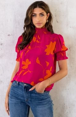 Musthave Deal Print Col Tops -Kleding Promotie Winkel Col Top Flower Roze Oranje 3 2 586x900 2