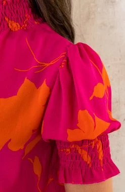 Col Top Flower Roze Oranje -Kleding Promotie Winkel Col Top Flower Roze Oranje 5 2 586x900 1