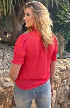 Col Top Leopard Roze Oranje -Kleding Promotie Winkel Col Top Leopard Roze Oranje 3 586x900 1