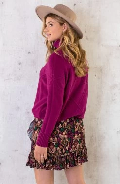 Col Trui Met Ruit Patroon Magenta -Kleding Promotie Winkel Col Trui Met Rui Patroon Magenta 5 586x900 1