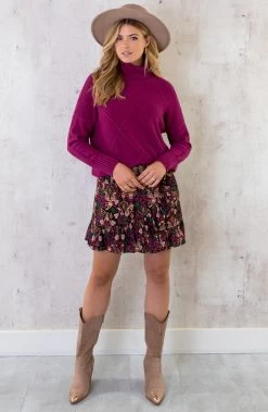 Col Trui Met Ruit Patroon Magenta -Kleding Promotie Winkel Col Trui Met Rui Patroon Magenta 8 586x900 1