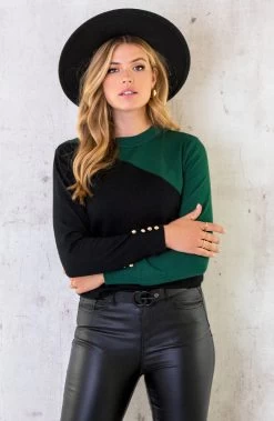 Color Blocking Longsleeve Zwart Smaragd -Kleding Promotie Winkel Color Blocking Longsleeve Zwart Smaragd 2 586x900 1