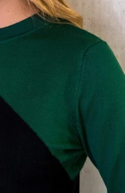 Color Blocking Longsleeve Zwart Smaragd -Kleding Promotie Winkel Color Blocking Longsleeve Zwart Smaragd 7 586x900 1