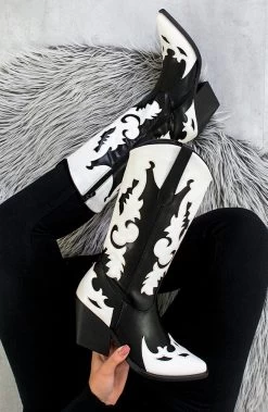 Cowboyboots Zwart Wit -Kleding Promotie Winkel Cowboyboots Zwart Wit 586x900 1